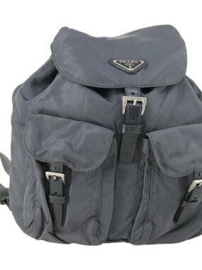 PRADA Backpack Nylon Gray Silver Auth gh1547